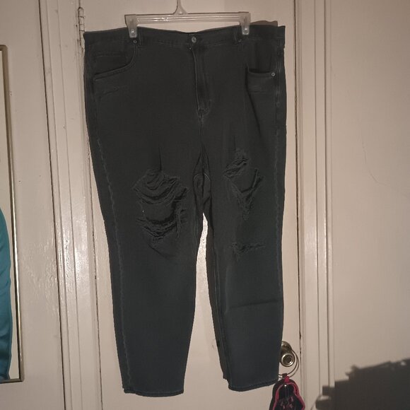 American Eagle Outfitters Mom Jean Black Distressed Size 24 Regular - Picture 1 of 9